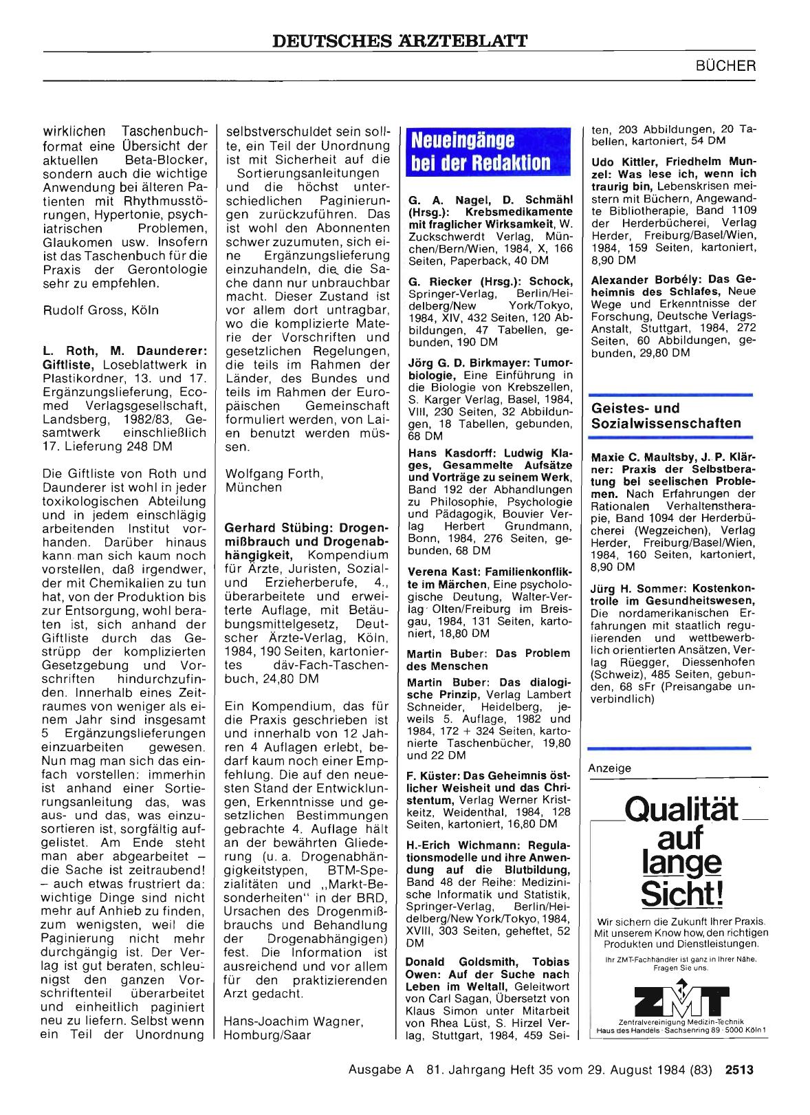 Vorschauseite 1: Neueingänge bei der Redaktion