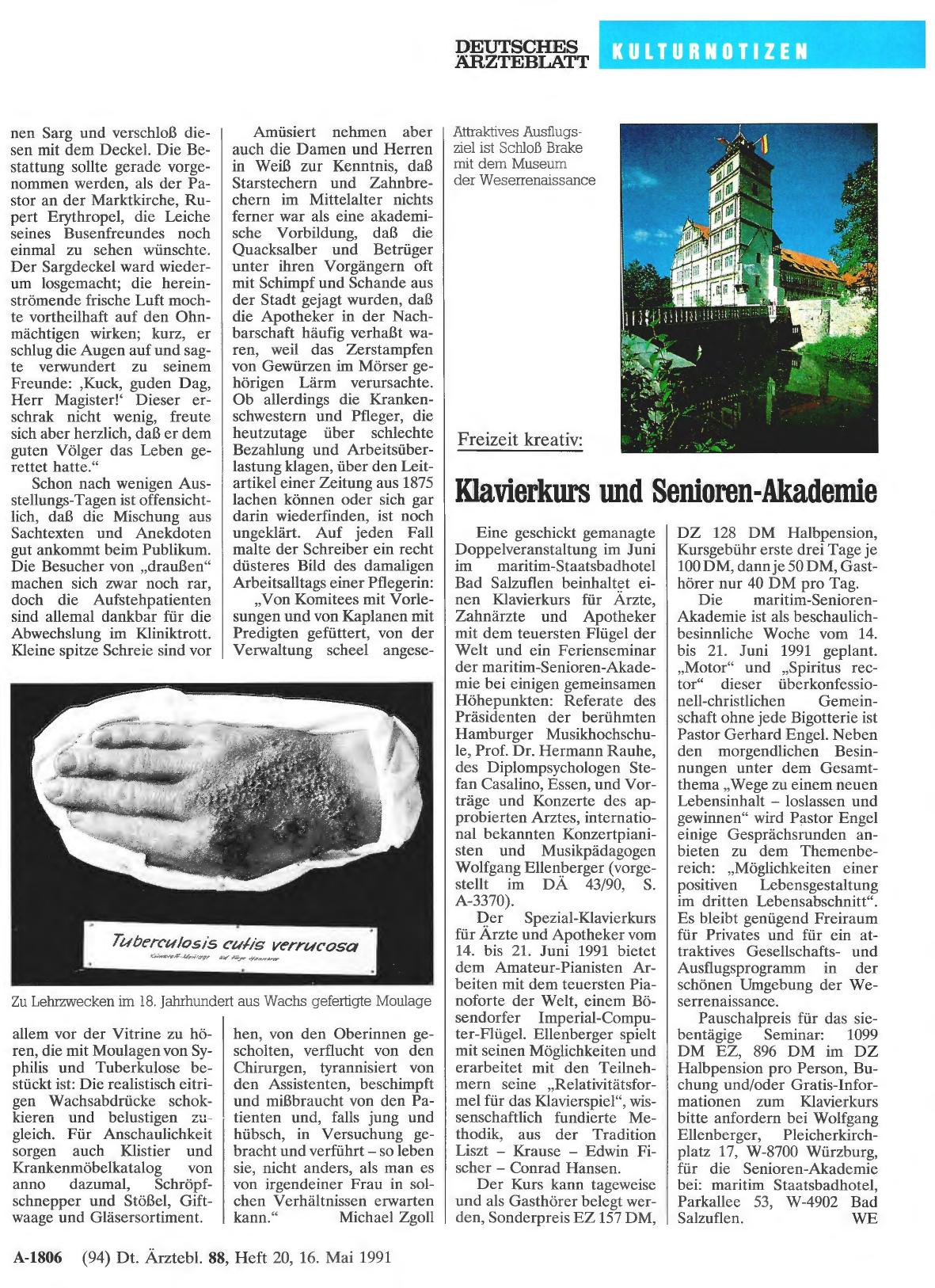 Vorschauseite 1: Freizeit kreativ: Klavierkurs und Senioren-Akademie