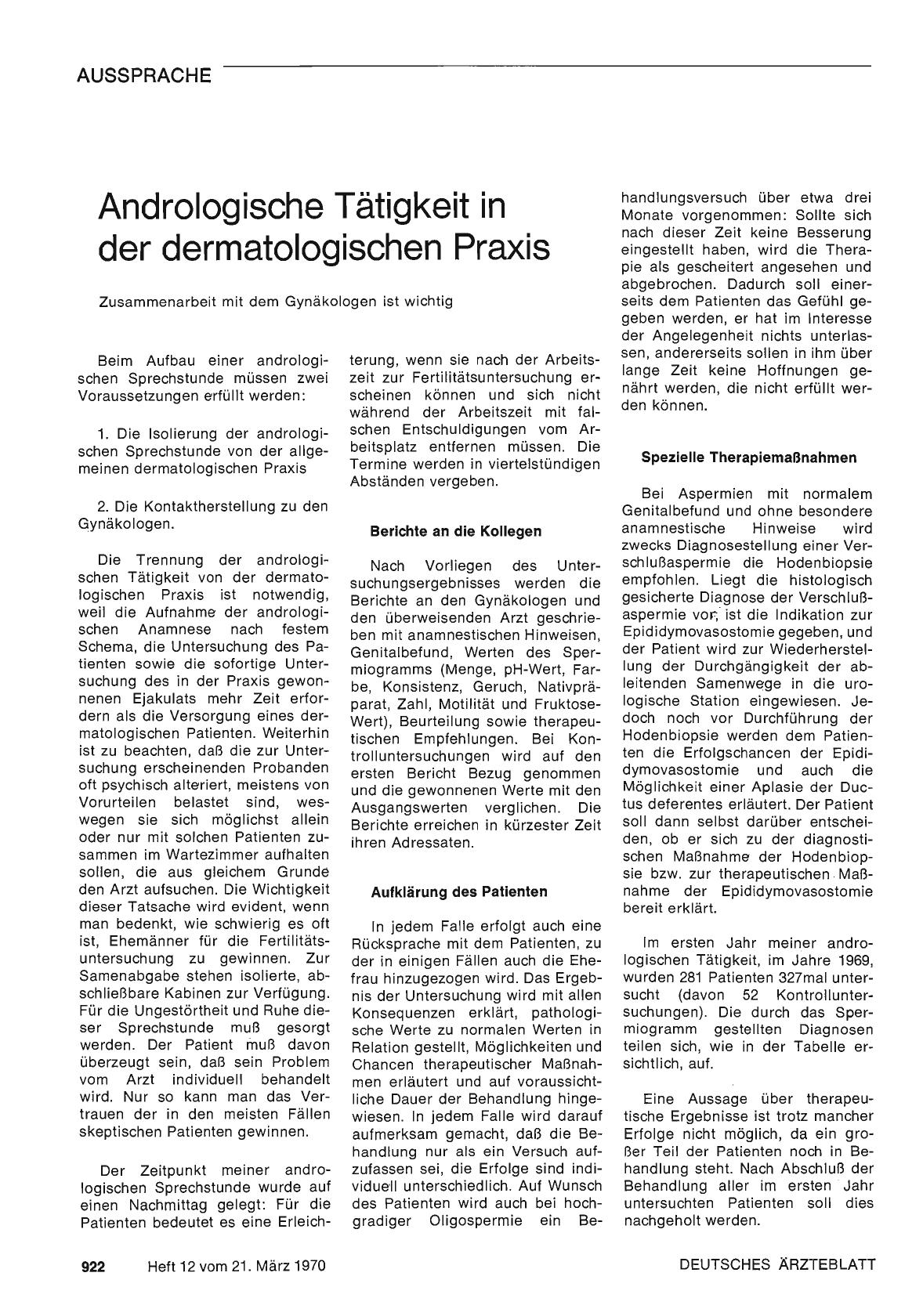 Vorschauseite 1: Andrologische Tätigkeit in der dermatologischen Praxis