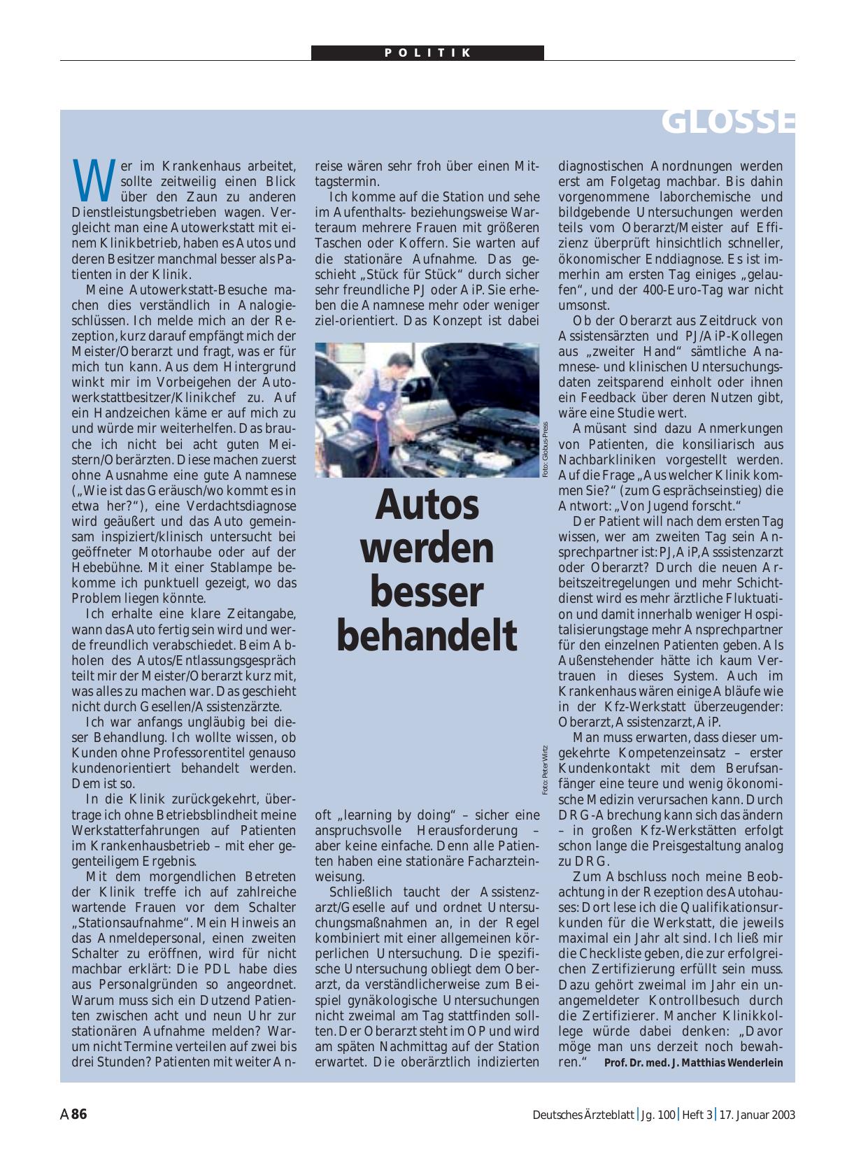 Vorschauseite 1: Autos werden besser behandelt