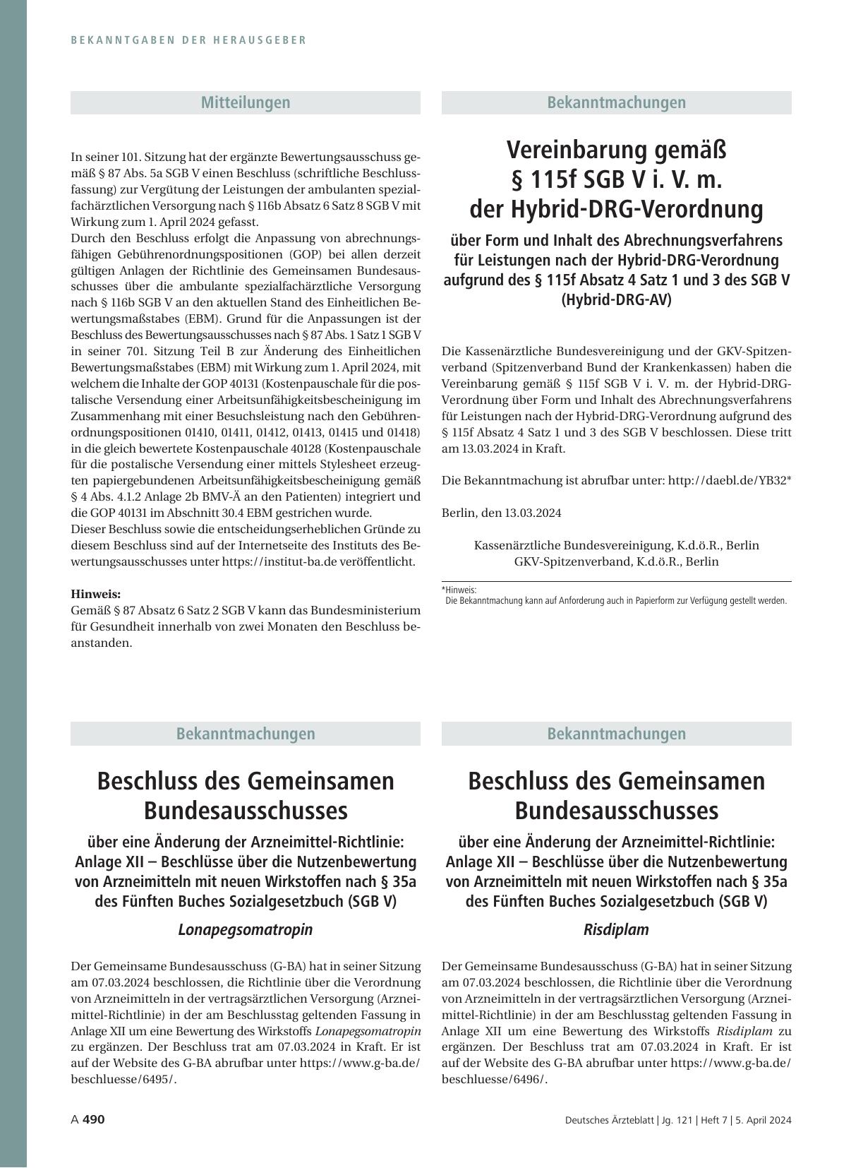 Vorschauseite 1: Mitteilungen