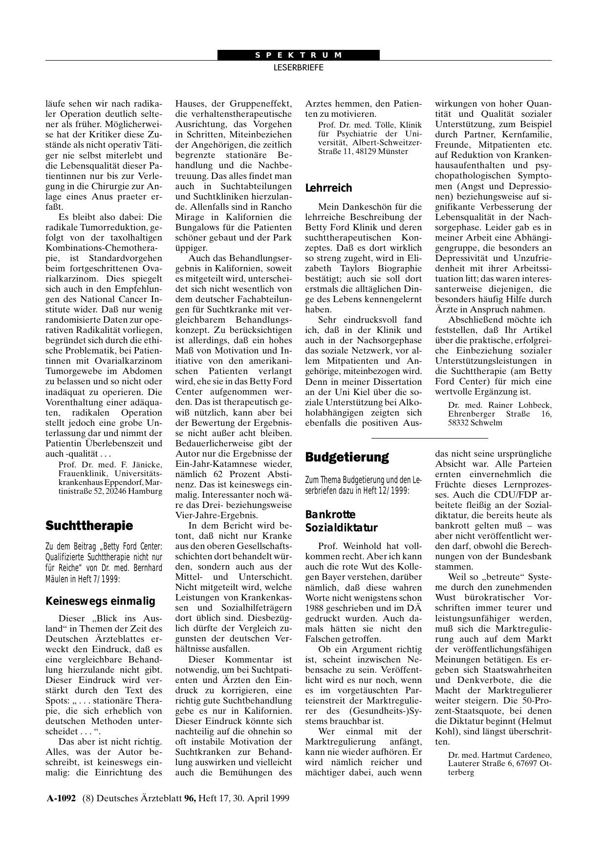 Vorschauseite 1: Suchttherapie: Keineswegs einmalig