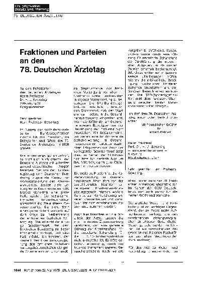 Vorschauseite 1: Fraktionen und Parteien an den 78. Deutschen Ärztetag