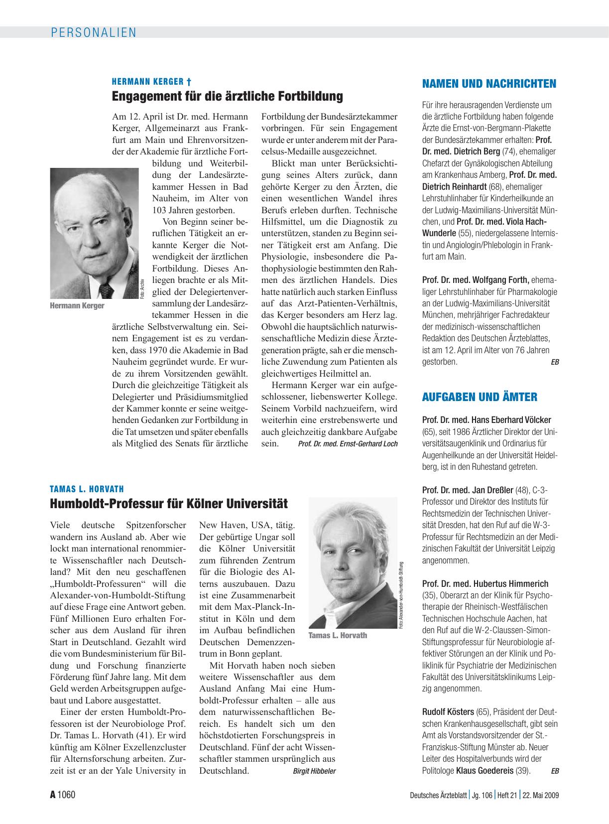 Vorschauseite 1: Tamas L. Horvath: Humboldt-Professur für Kölner Universität