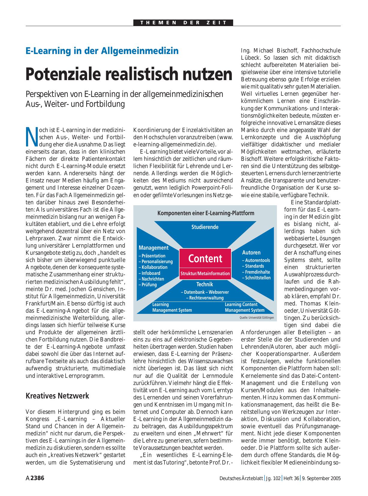 Vorschauseite 1: E-Learning in der Allgemeinmedizin: Potenziale realistisch nutzen