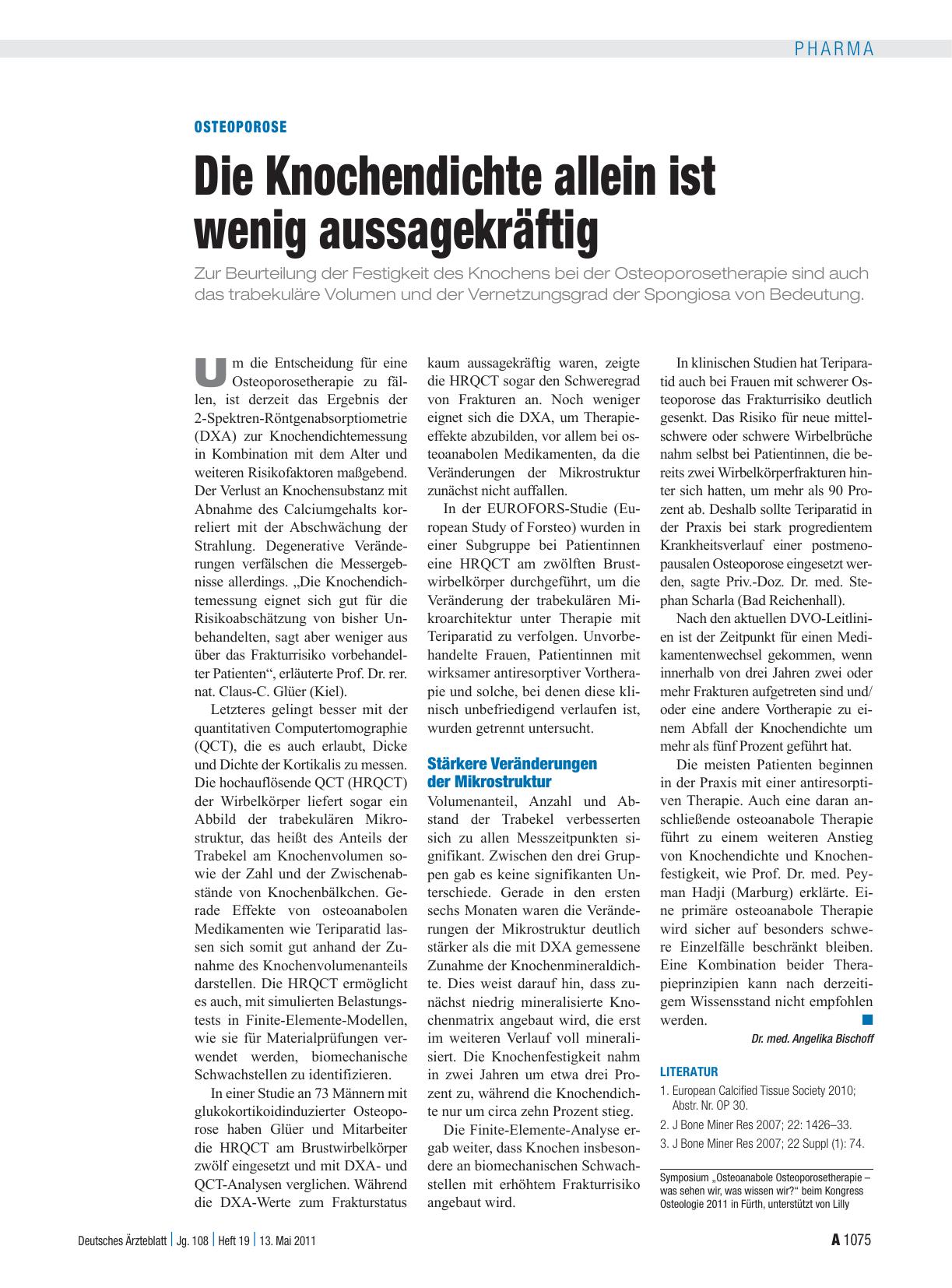 Vorschauseite 1: Osteoporose: Die Knochendichte allein ist wenig aussagekräftig