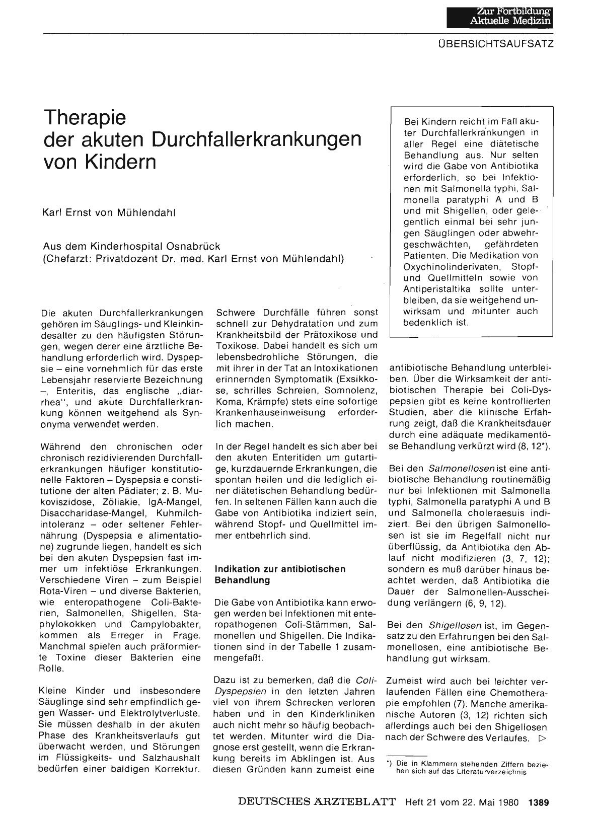 Vorschauseite 1: Therapie der akuten Durchfallerkrankungen von Kindern