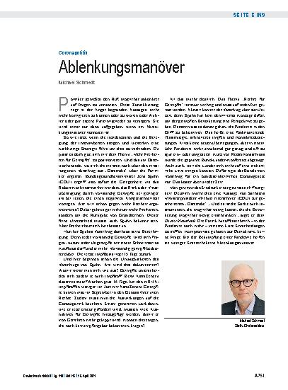 Vorschauseite 1: Coronapolitik: Ablenkungsmanöver