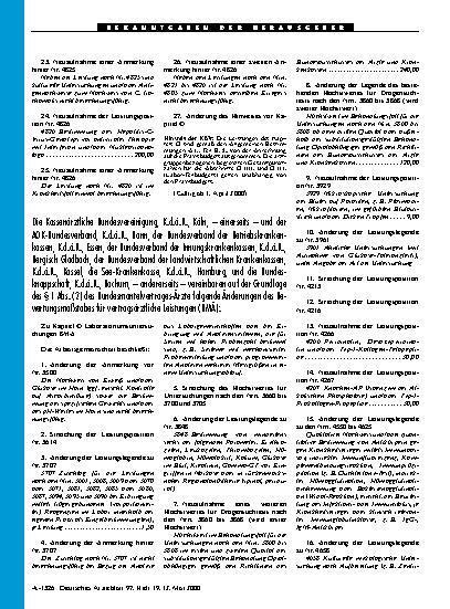Vorschauseite 1: Änderungen des Bewertungsmaßstabes für vertragsärztliche Leistungen (BMÄ)