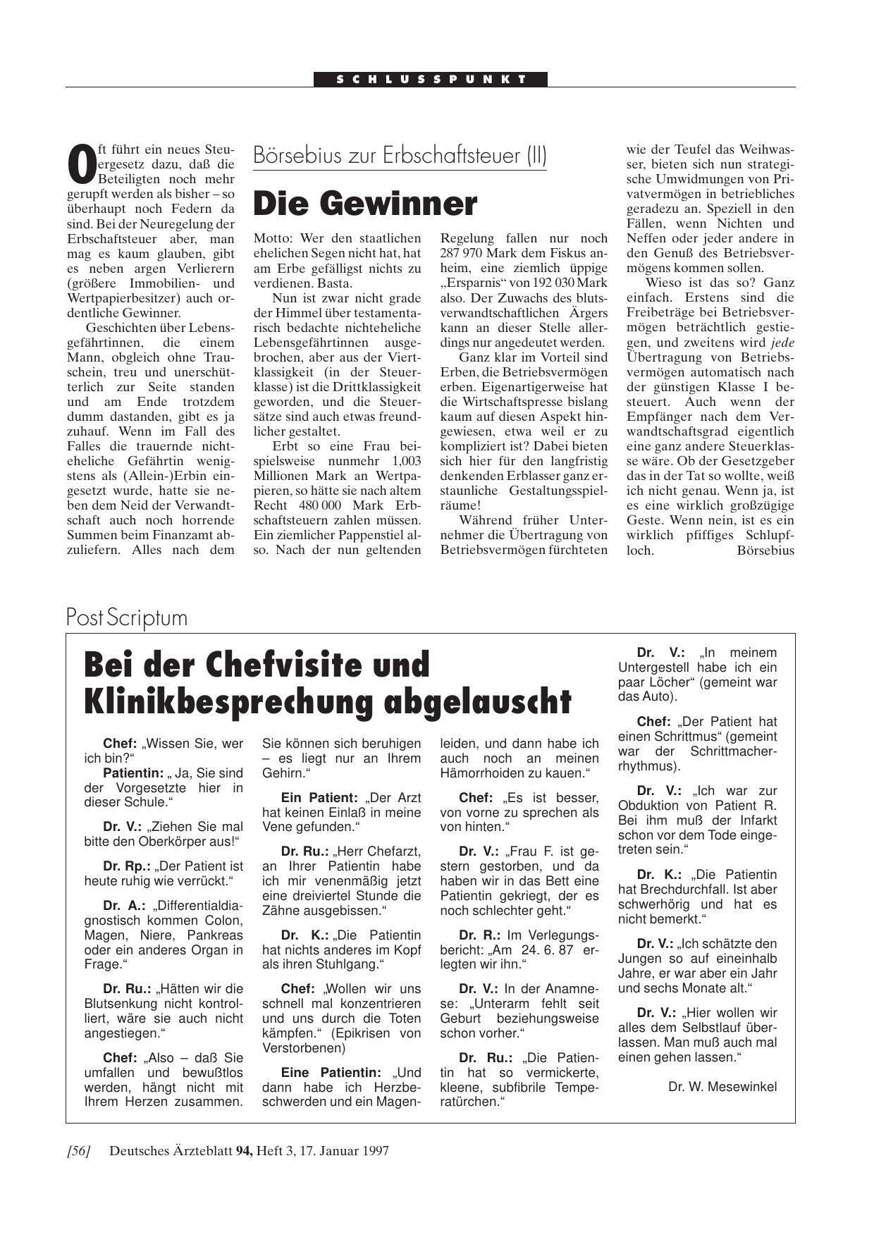 Vorschauseite 1: Bei der Chefvisite und Klinikbesprechung abgelauscht