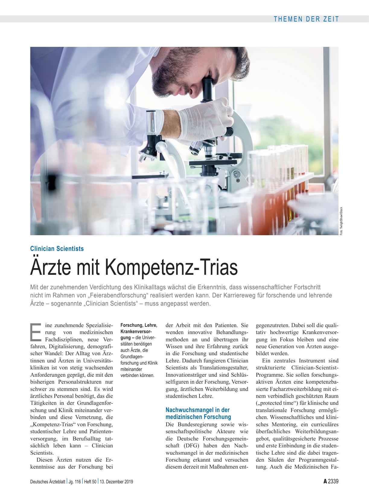 Vorschauseite 1: Clinician Scientists: Ärzte mit Kompetenz-Trias