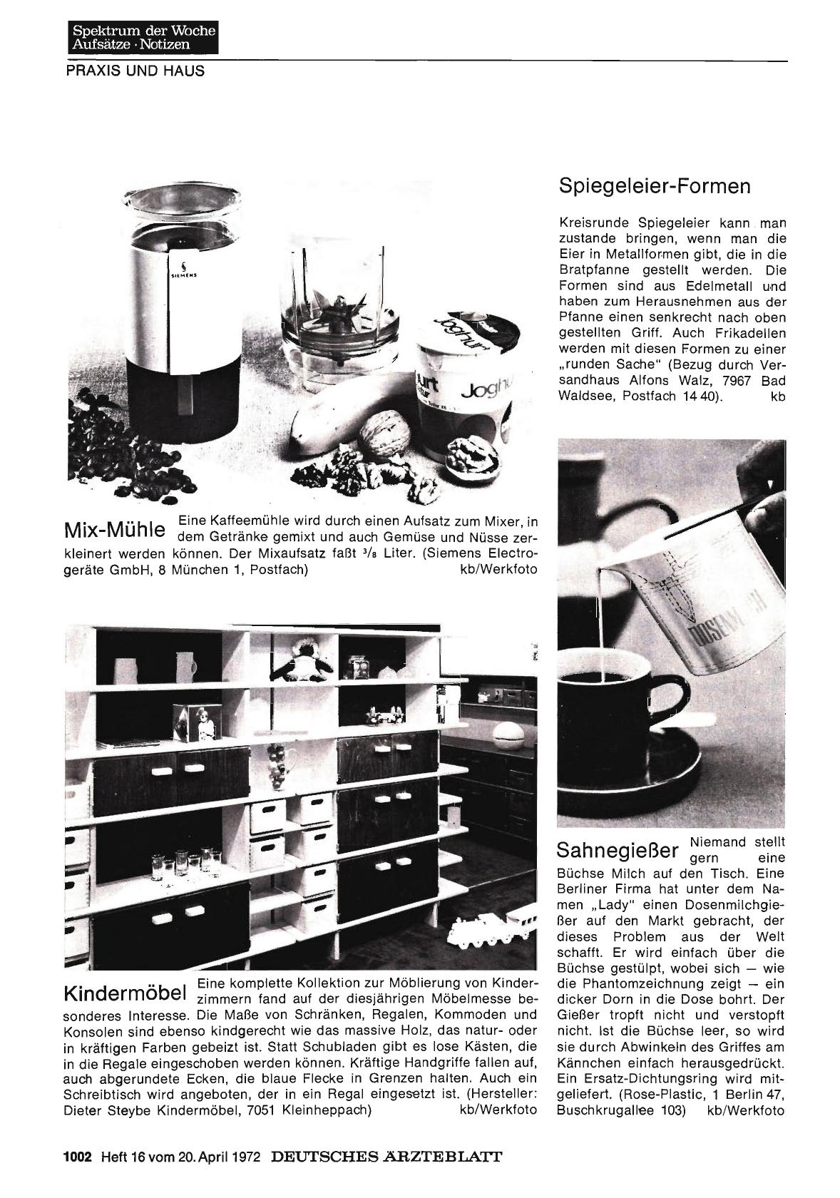 Vorschauseite 1: Mix-Mühle / Spiegeleier-Formen / Kindermöbel /Sahnegießer