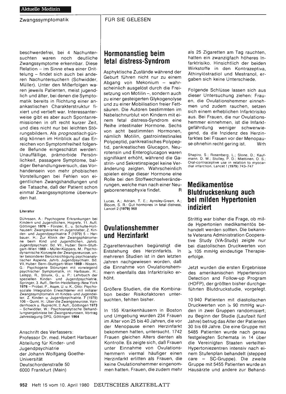 Vorschauseite 1: Ovulationshemmer und Herzinfarkt