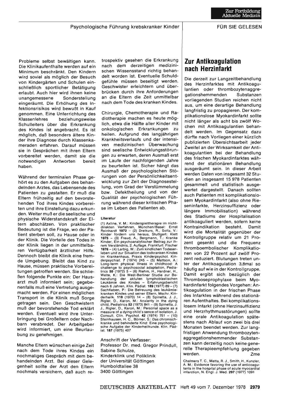 Vorschauseite 1: Zur Antikoagulation nach Herzinfarkt