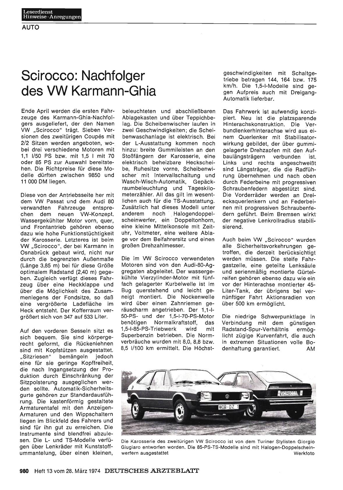 Vorschauseite 1: Scirocco: Nachfolger des VW Karmann-Ghia