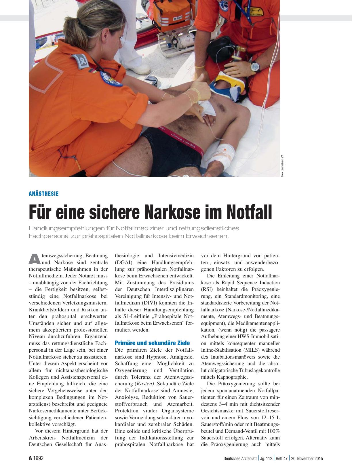 Vorschauseite 1: Anästhesie: Für eine sichere Narkose im Notfall