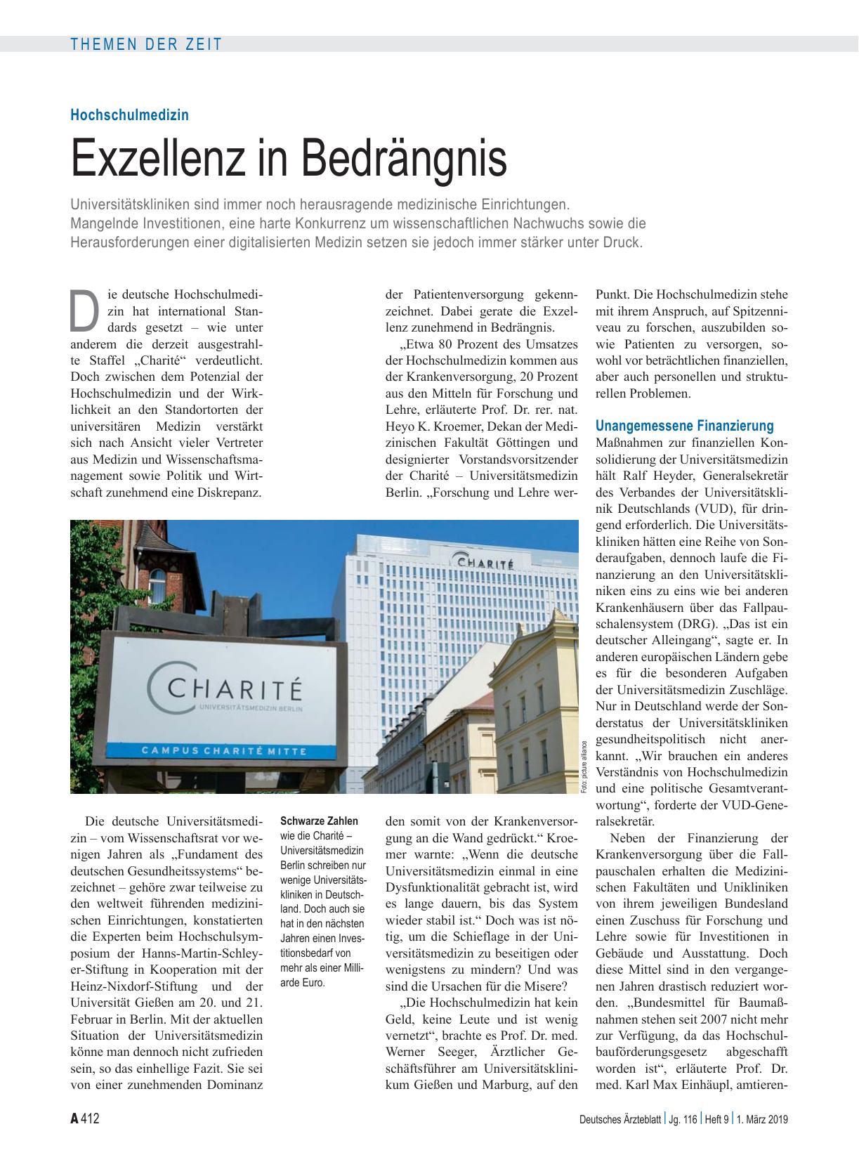 Vorschauseite 1: Hochschulmedizin: Exzellenz in Bedrängnis