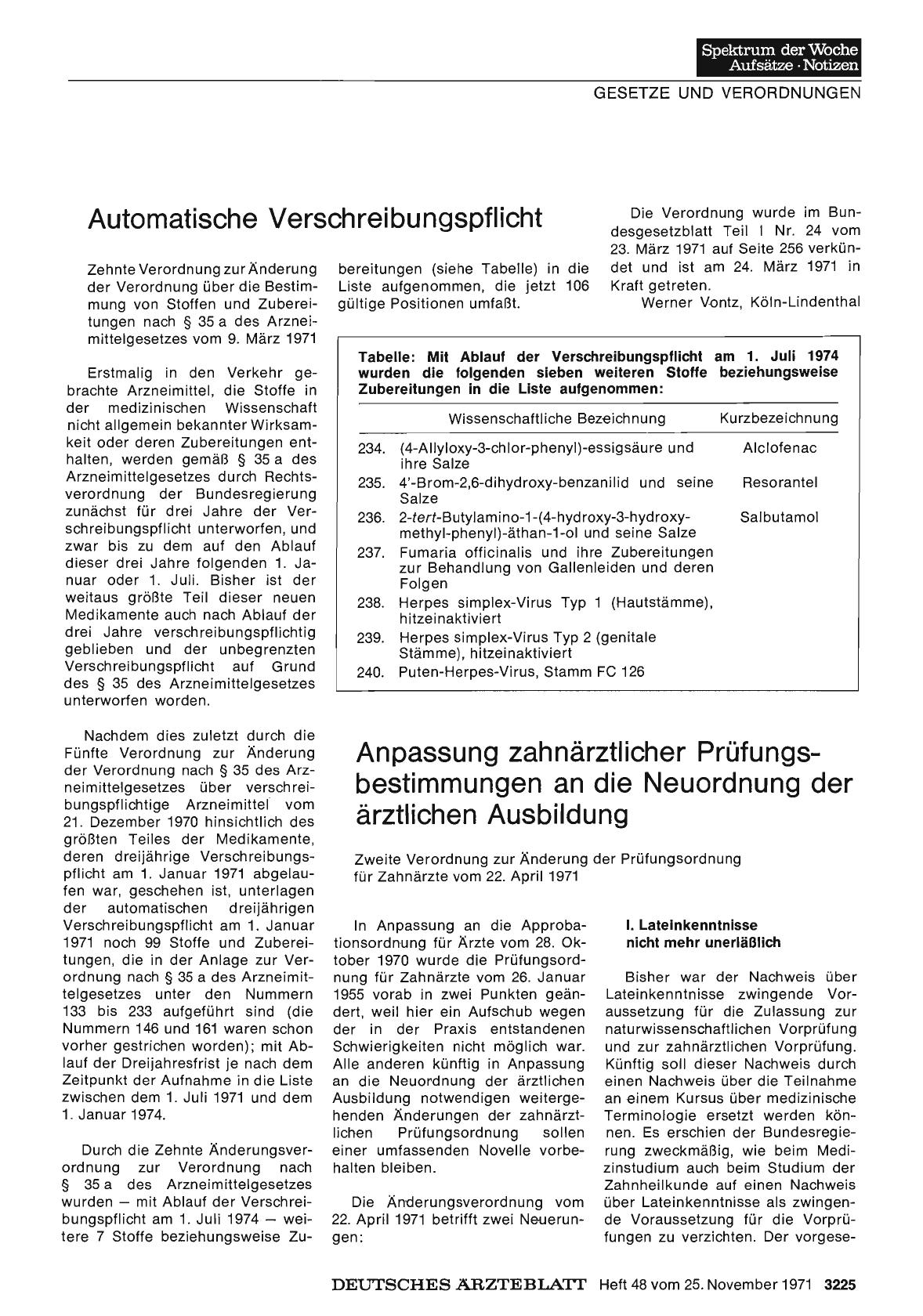 Vorschauseite 1: Anpassung zahnärztlicher Prüfungsbestimmungen an die Neuordnung der ärztlichen Ausbildung