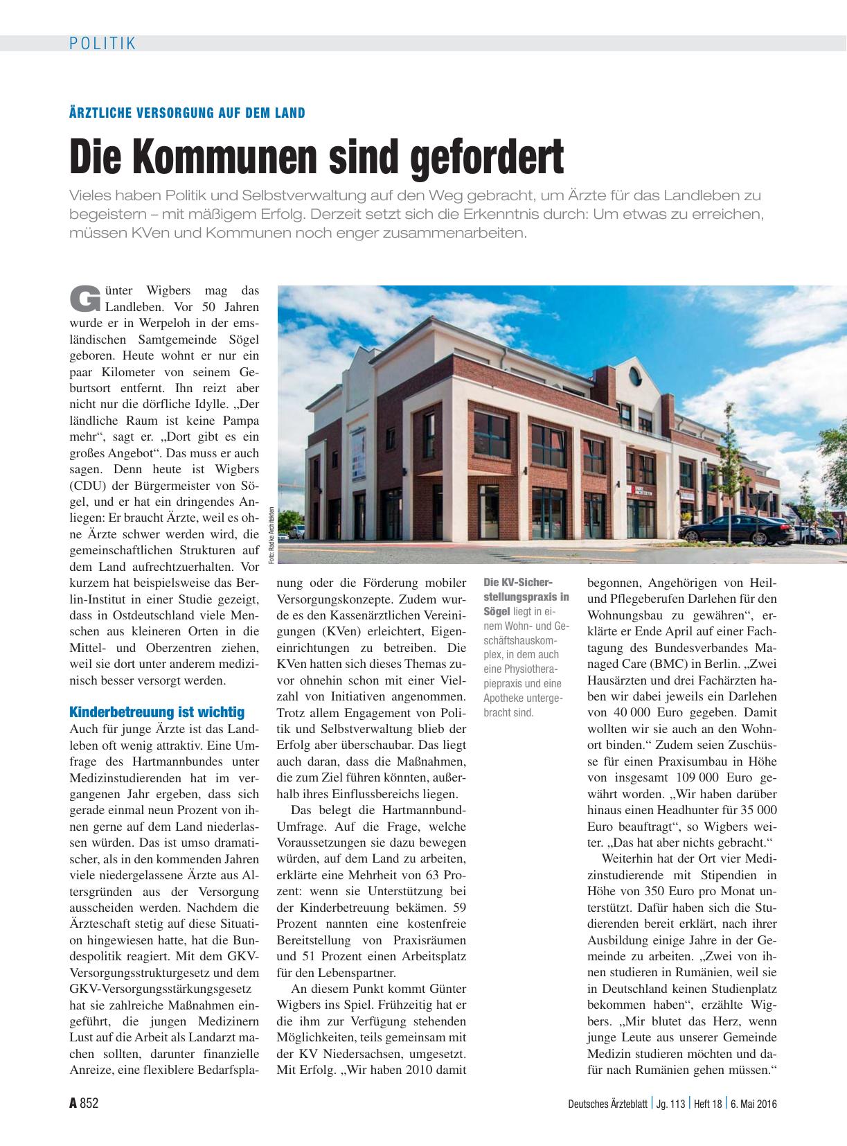 Vorschauseite 1: Ärztliche Versorgung auf dem Land: Die Kommunen sind gefordert