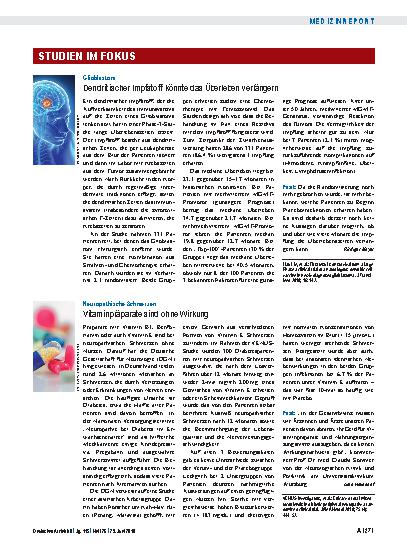 Vorschauseite 1: Neuropathische Schmerzen: Vitaminpräparate sind ohne Wirkung