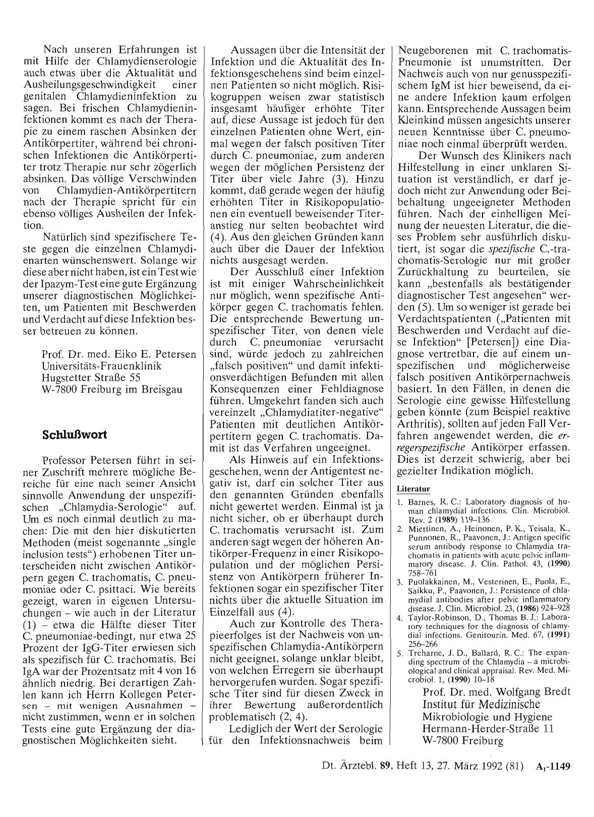 Vorschauseite 1: Bewertung serologischer Ergebnisse: Schlußwort