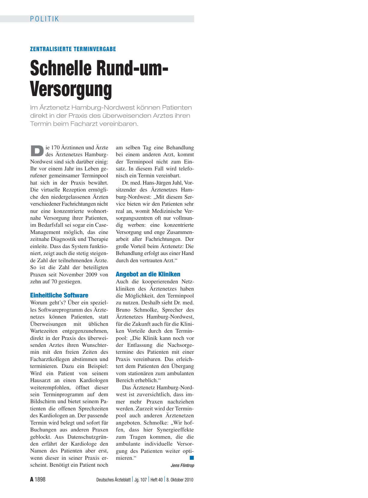 Vorschauseite 1: Zentralisierte Terminvergabe: Schnelle Rund-um-Versorgung