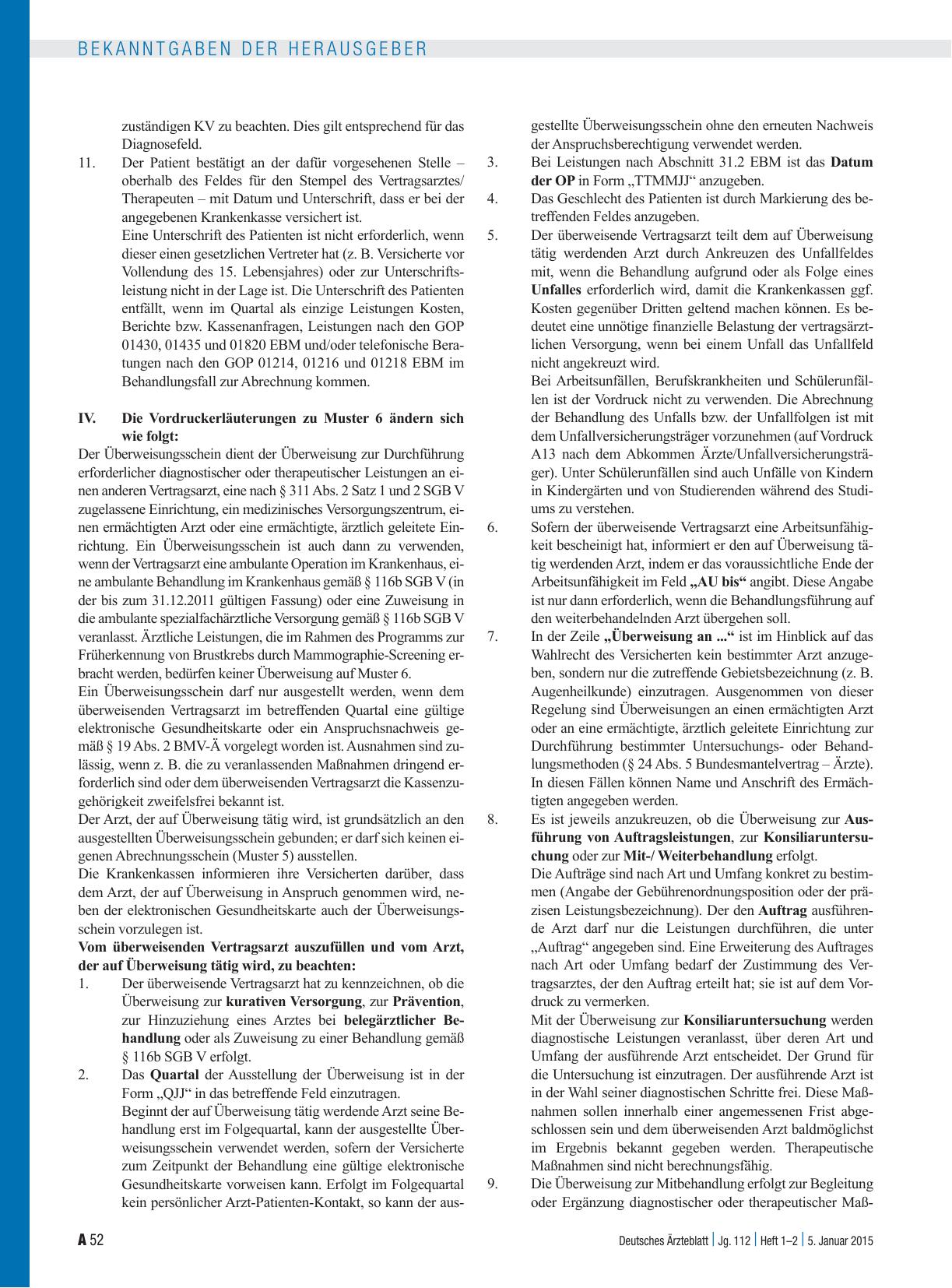 Vorschauseite 2: 36. Änderung der Vereinbarung über Vordrucke für die vertragsärztliche Versorgung