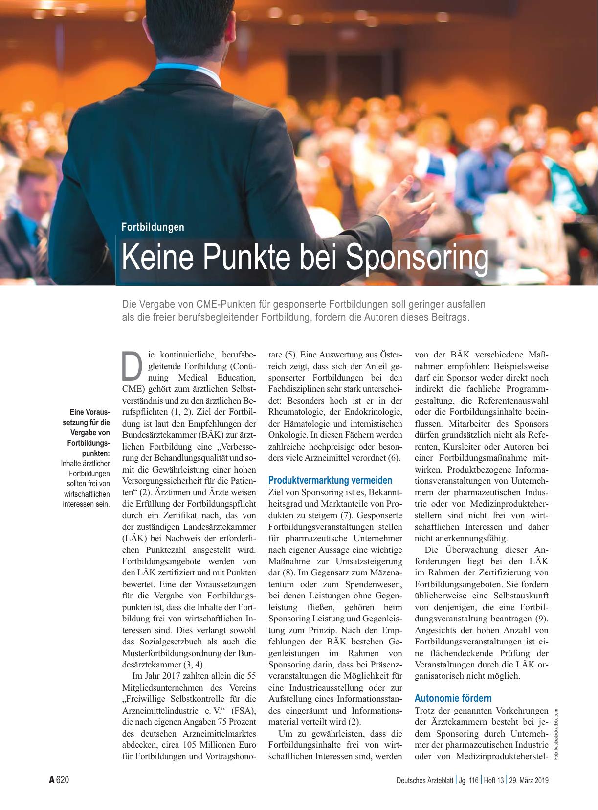Vorschauseite 1: Fortbildungen: Keine Punkte bei Sponsoring
