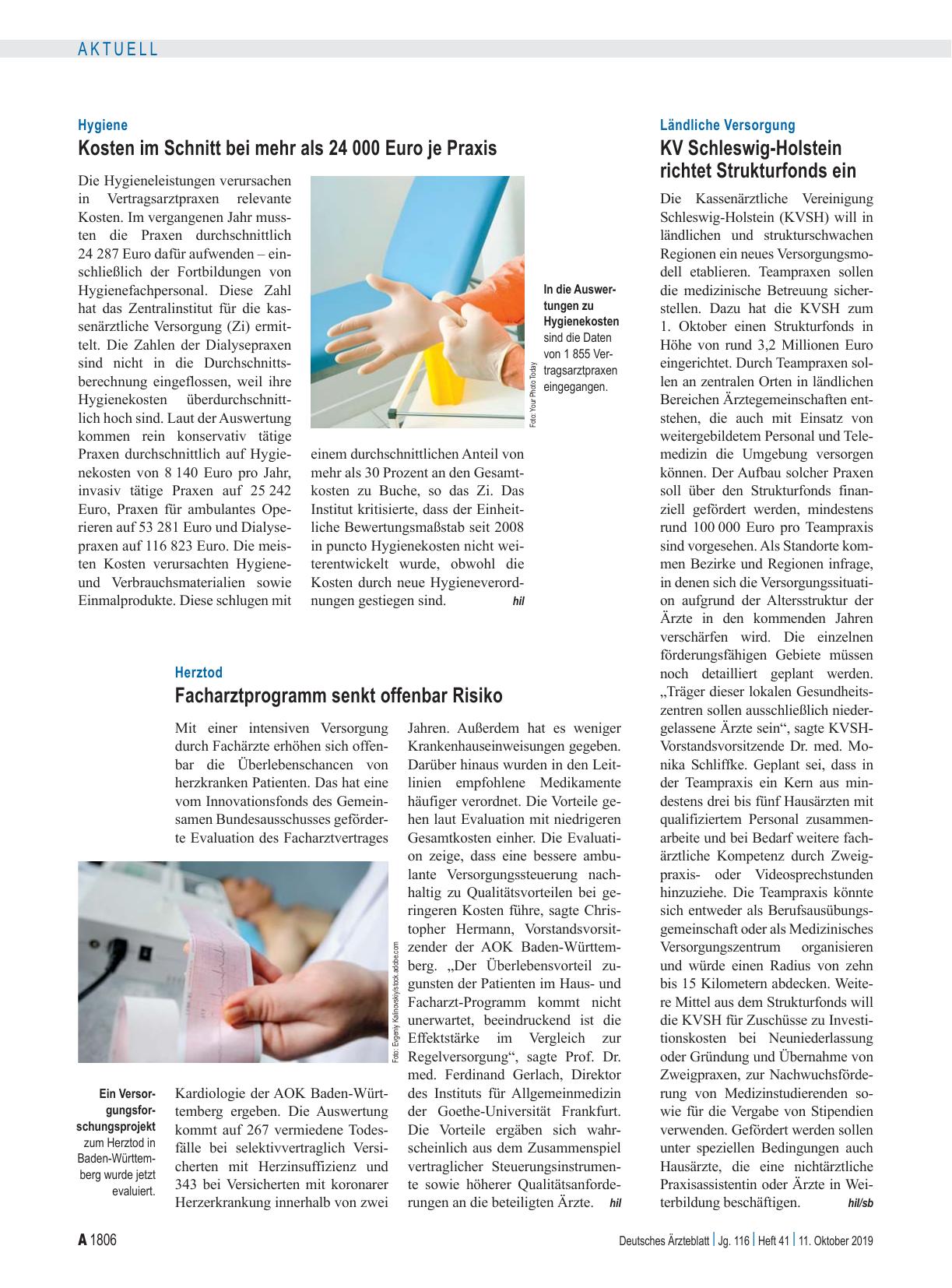 Vorschauseite 1: Hygiene: Kosten im Schnitt bei mehr als 24 000 Euro je Praxis