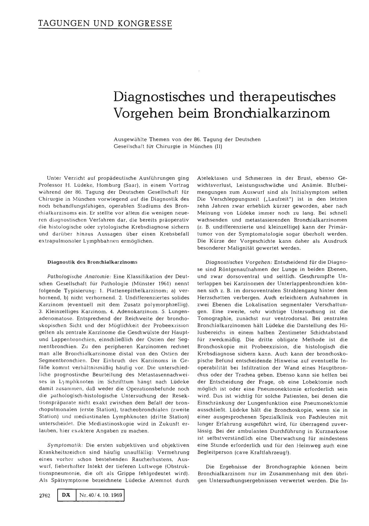 Vorschauseite 1: Diagnostisches und therapeutisches Vorgehen beim Bronchialkarzinom
