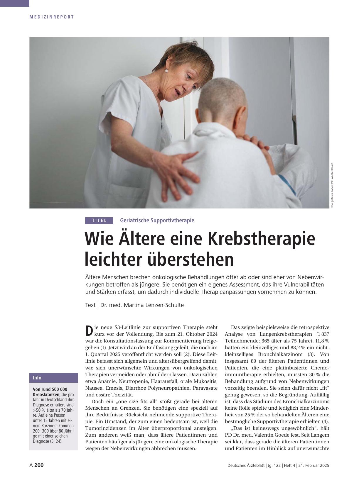 Vorschauseite 1: Geriatrische Supportivtherapie: Wie Ältere eine Krebstherapie leichter überstehen