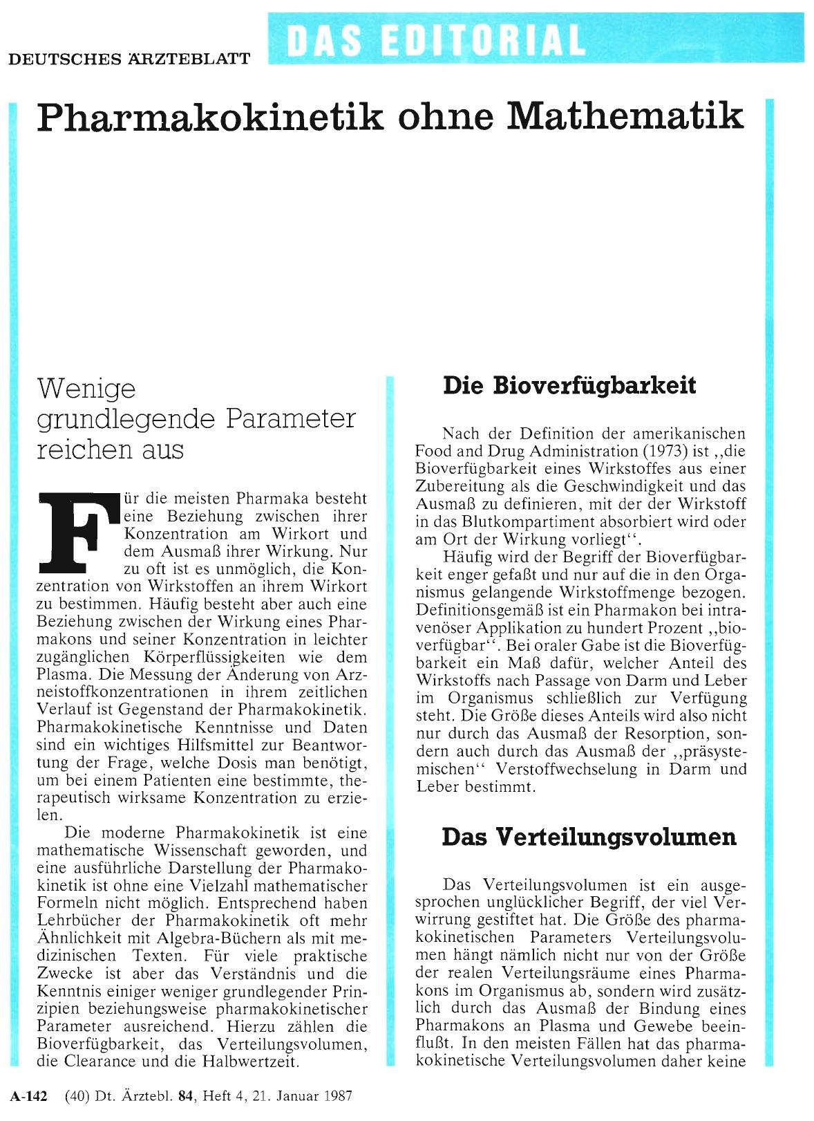 Vorschauseite 1: Pharmakokinetik ohne Mathematik