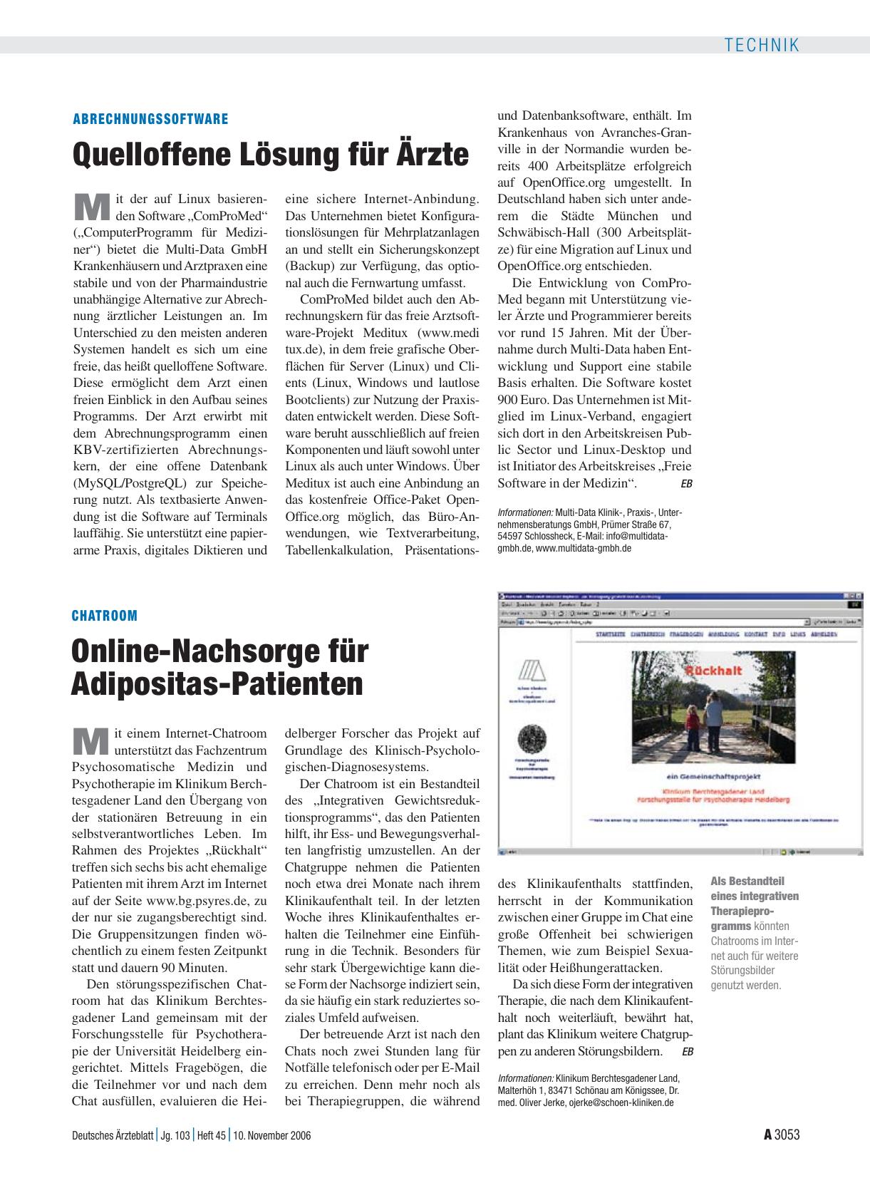 Vorschauseite 1: Abrechnungssoftware: Quelloffene Lösung für Ärzte