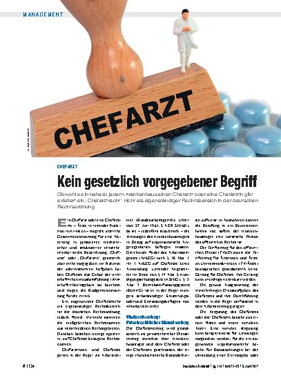 Vorschauseite 1: Chefarzt: Kein gesetzlich vorgegebener Begriff