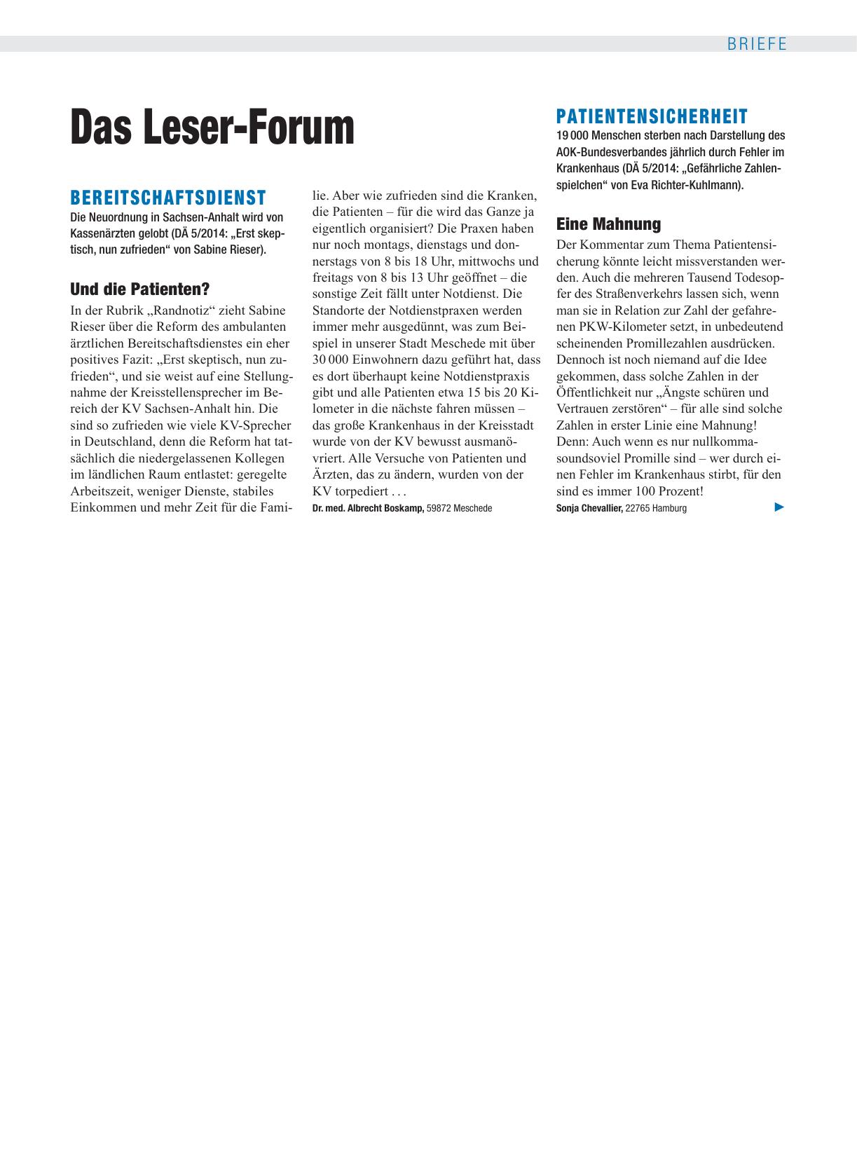 Vorschauseite 1: Bereitschaftsdienst: Und die Patienten?