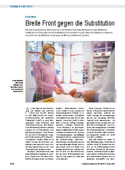 Vorschauseite 1: Biosimilars: Breite Front gegen die Substitution