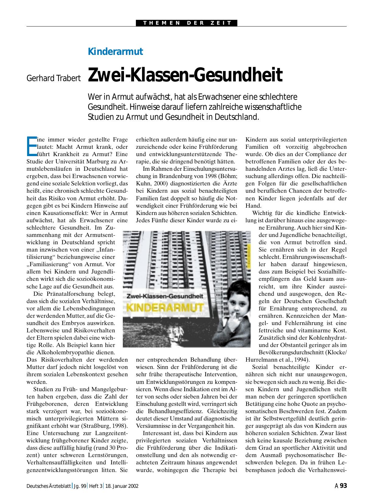 Vorschauseite 1: Kinderarmut: Zwei-Klassen-Gesundheit