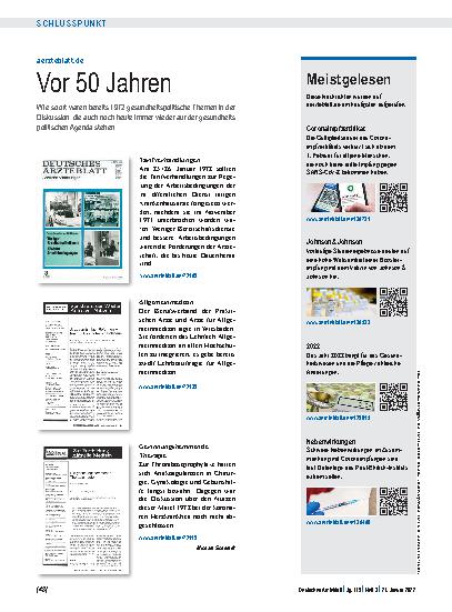 Vorschauseite 1: aerzteblatt.de: Vor 50 Jahren