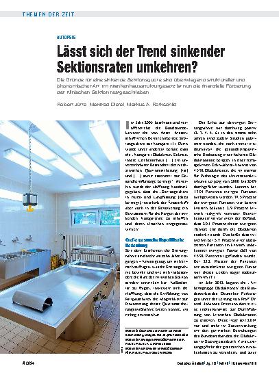 Vorschauseite 1: Autopsie: Lässt sich der Trend sinkender Sektionsraten umkehren?