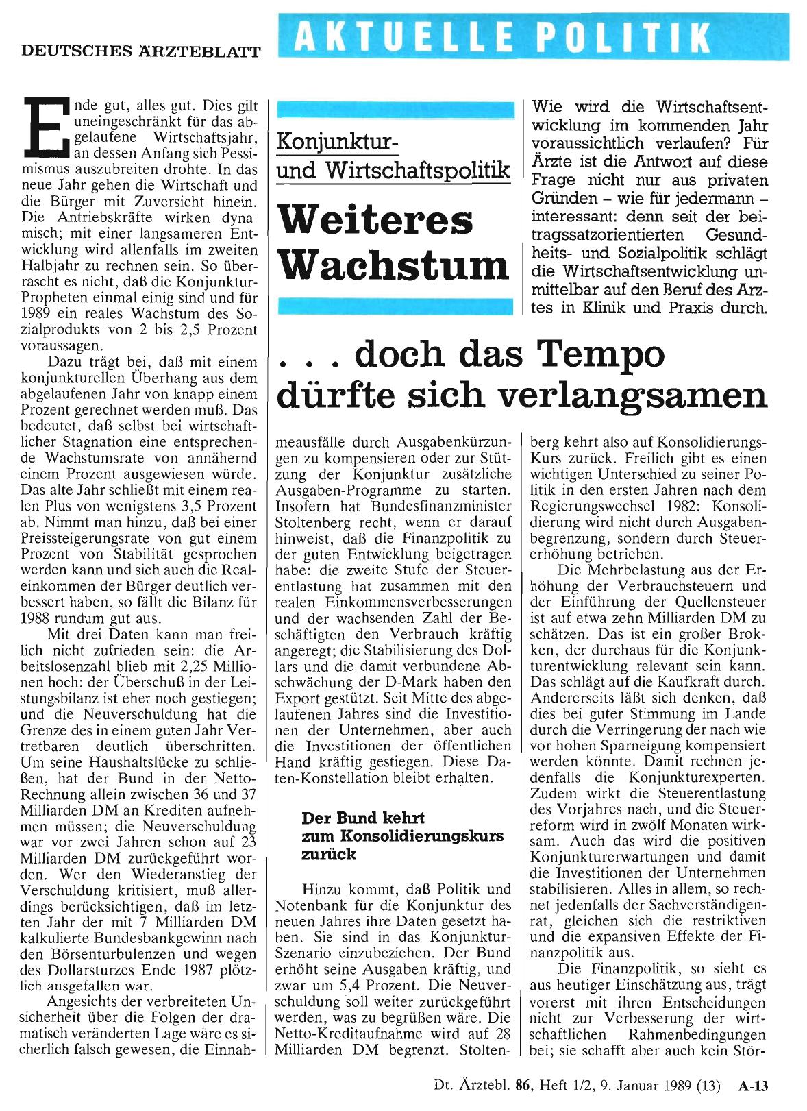 Vorschauseite 1: Konjunkturund Wirtschaftspolitik: Weiteres Wachstum