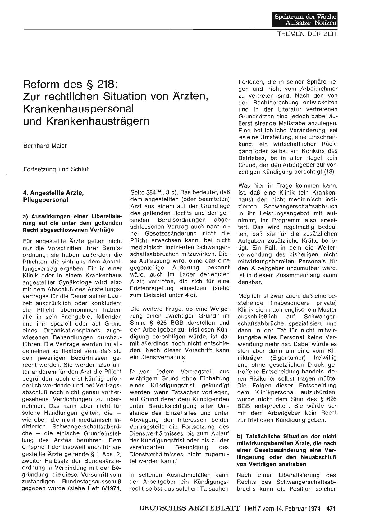Vorschauseite 1: Reform des § 218: Zur rechtlichen Situation von Ärzten, Krankenhauspersonal und Krankenhausträgern (Teil 3)