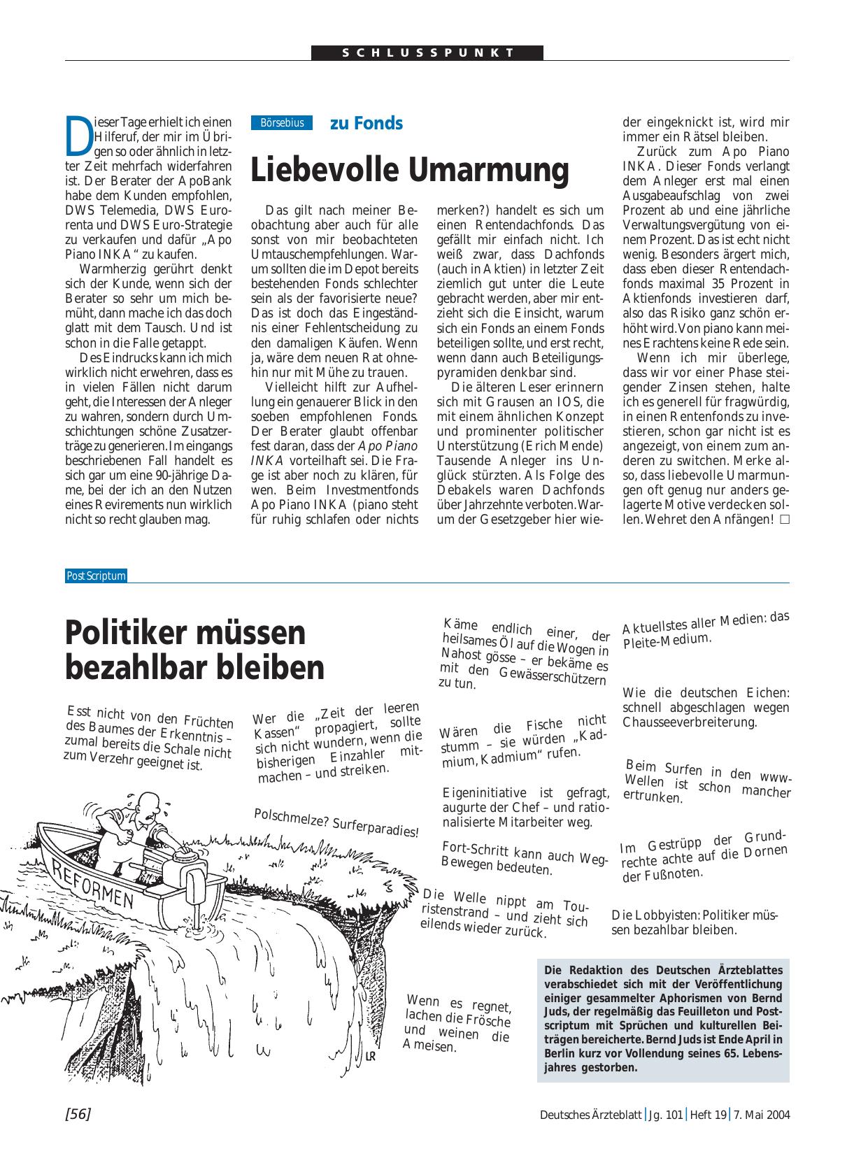 Vorschauseite 1: Politiker müssen bezahlbar bleiben
