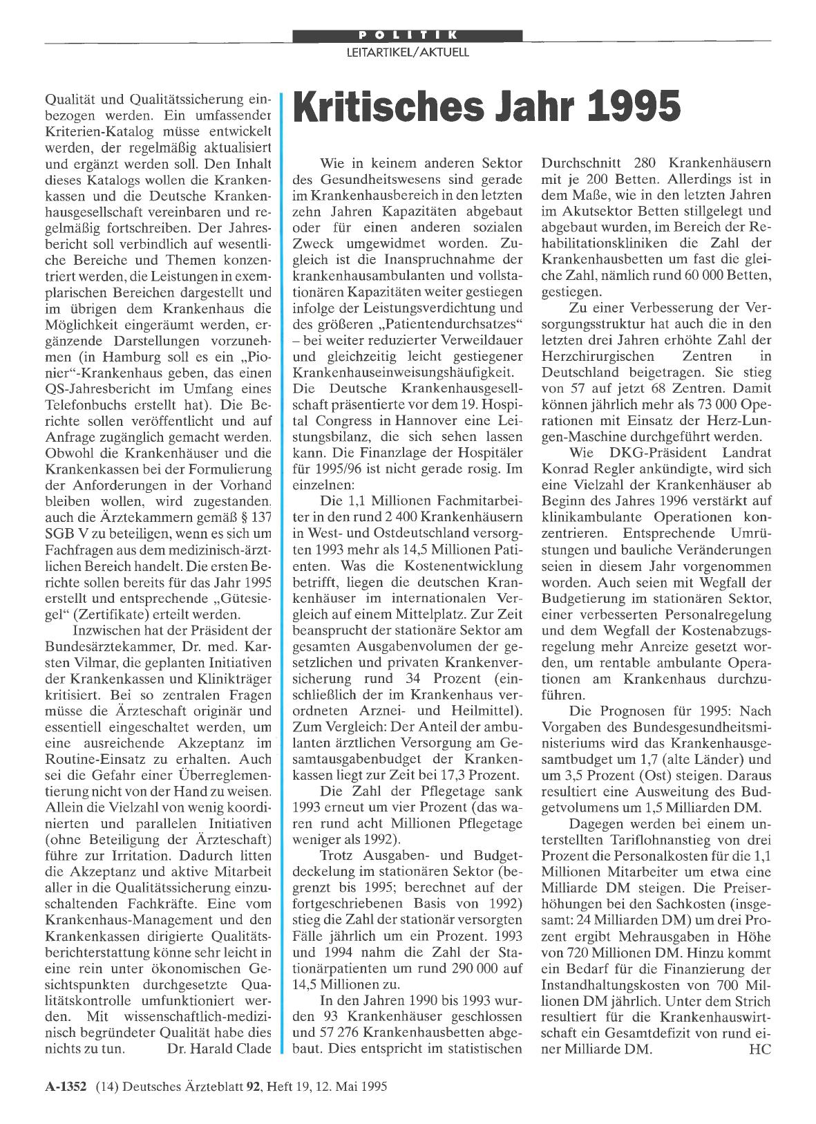 Vorschauseite 1: Kritisches Jahr 1995