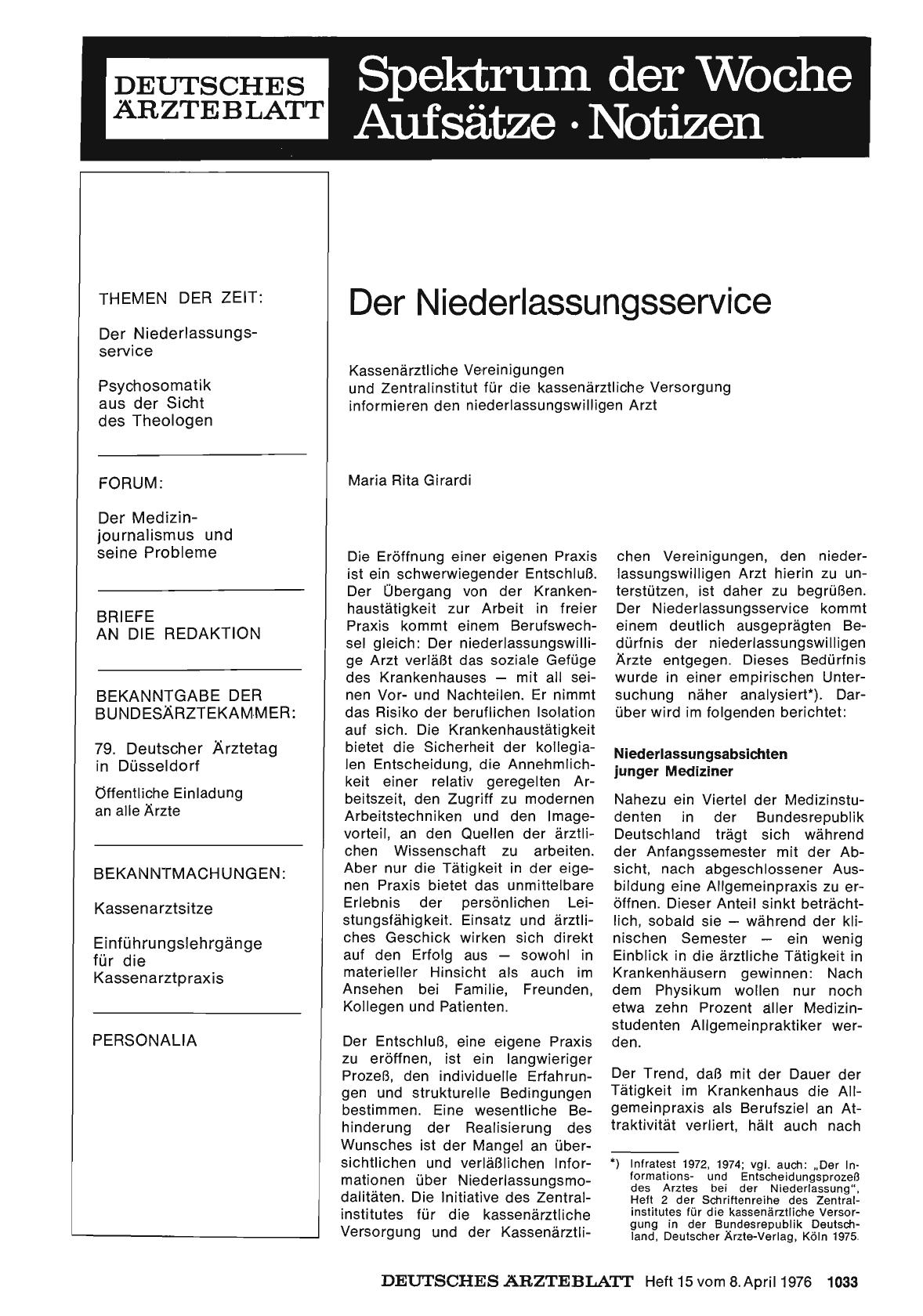 Vorschauseite 1: Der Niederlassungsservice
