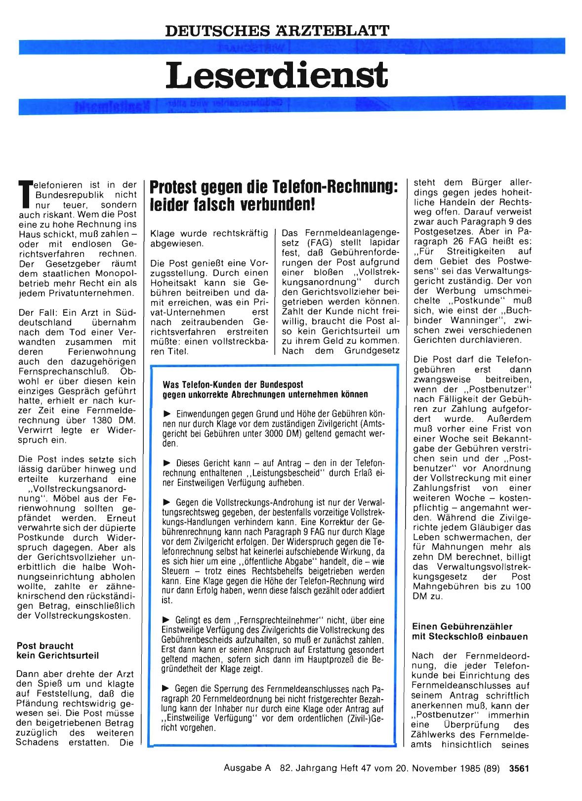 Vorschauseite 1: Protest gegen die Telefon-Rechnung: leider falsch verbunden!