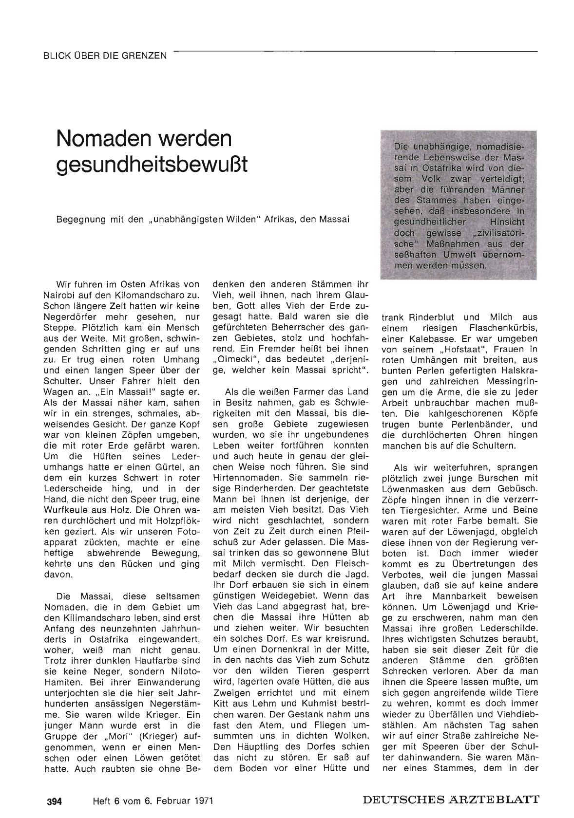 Vorschauseite 1: Nomaden werden gesundheitsbewußt