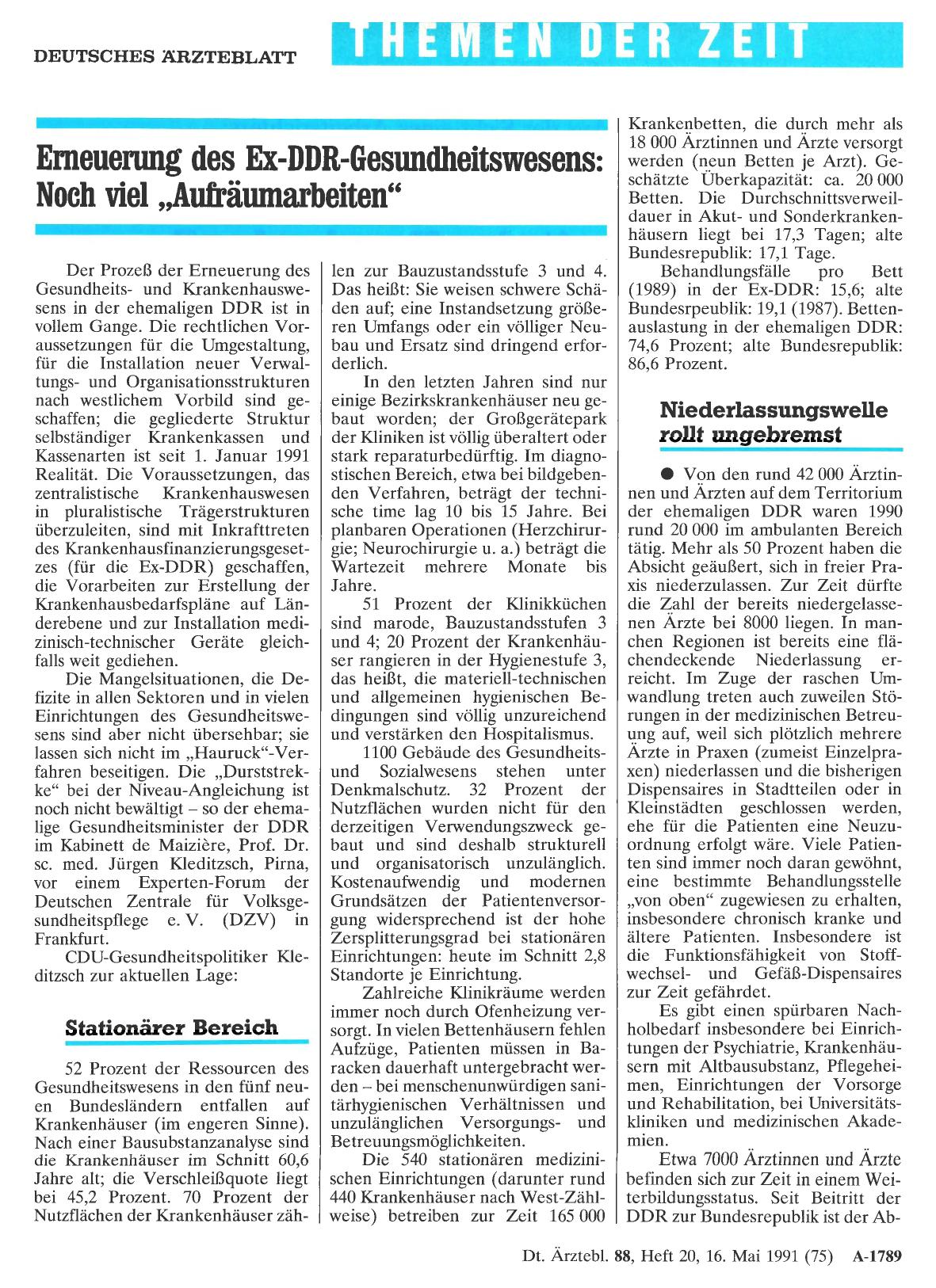 Vorschauseite 1: Erneuerung des Ex-DDR-Gesundheitswesens: Noch viel „Aufräumarbeiten“