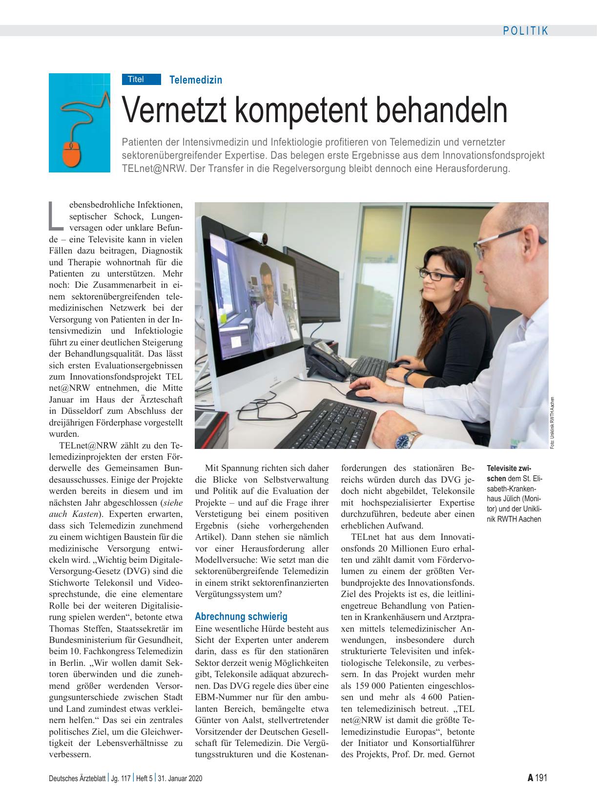 Vorschauseite 1: Telemedizin: Vernetzt kompetent behandeln