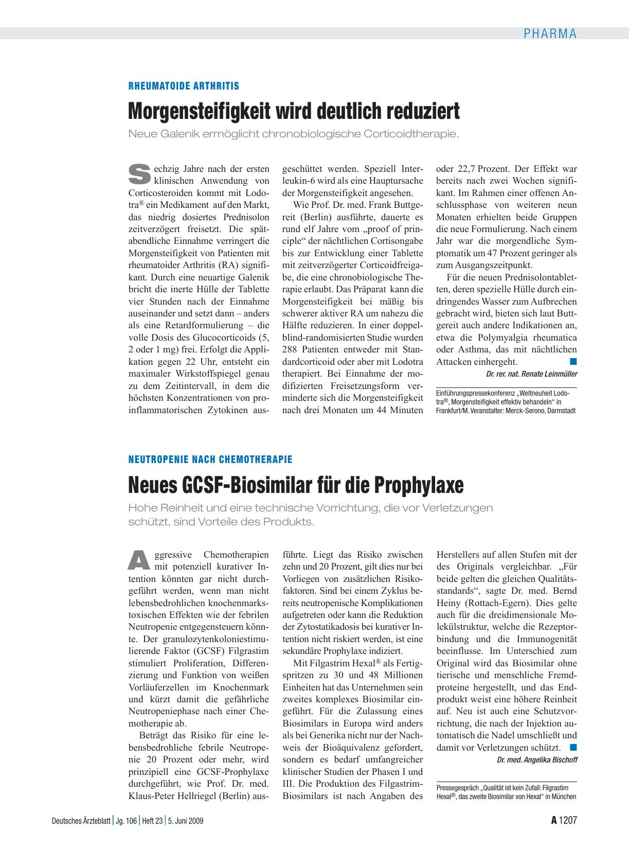 Vorschauseite 1: Neutropenie nach Chemotherapie: Neues GCSF-Biosimilar für die Prophylaxe