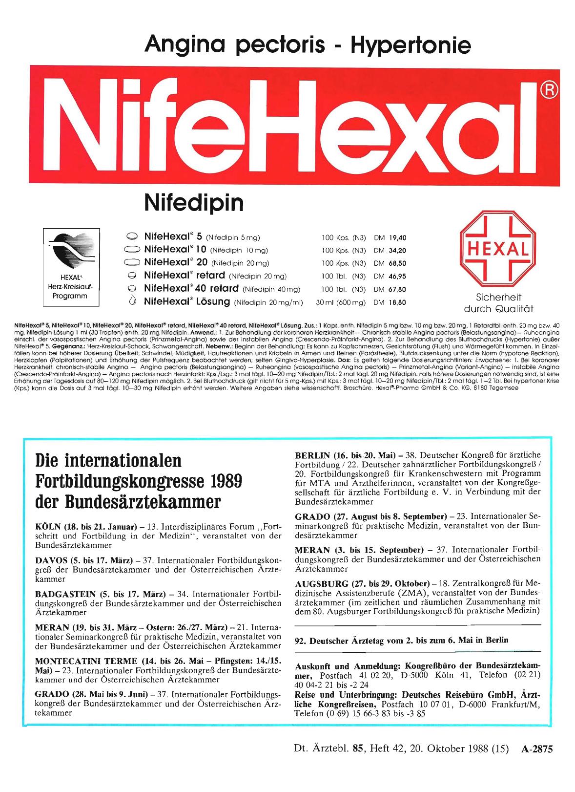 Vorschauseite 1: Die internationalen Fortbildungskongresse 1989 der Bundesärztekammer